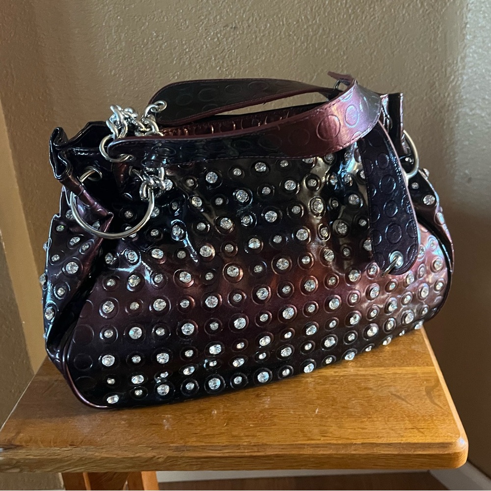Blue Elegance Maroon Bling Purse.  NWOT.